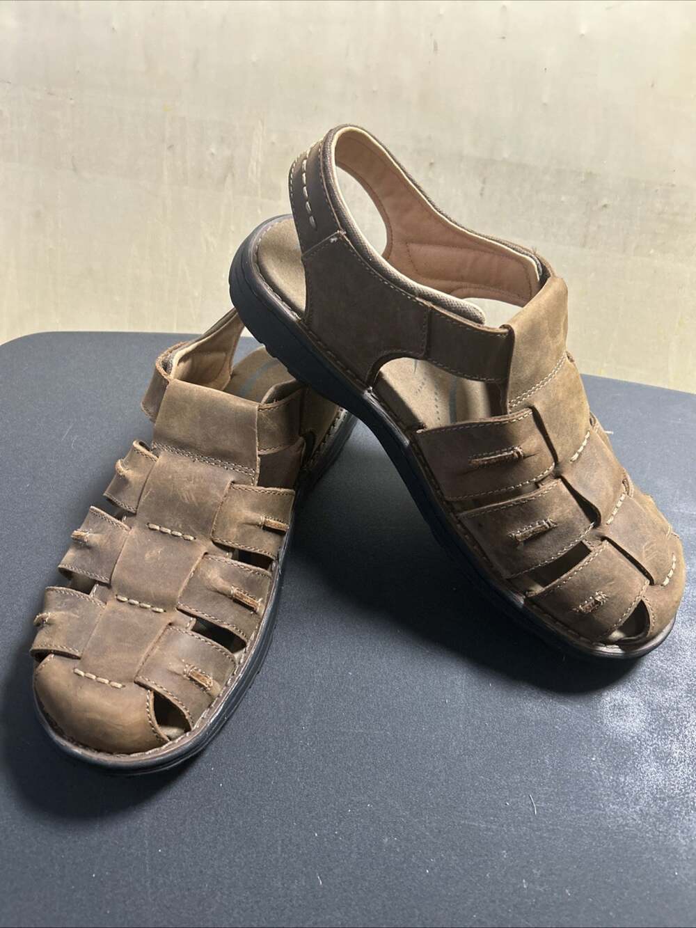 ABEO Burke Men's Fisherman Sandals Brown Leather Orthotic Strap Shoes Size 9